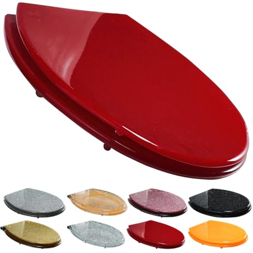 Glitzernder WC-Sitz, Absenkautomatik, mit Schnellverschluss, Befestigung oben und unten, strapazierfähig und einfache Installation, Rot Glitzernder WC-Sitz, Absenkautomatik, mit Schnellverschluss, Befestigung oben und unten, strapazierfähig und einfache Installation, Rot von Generisch