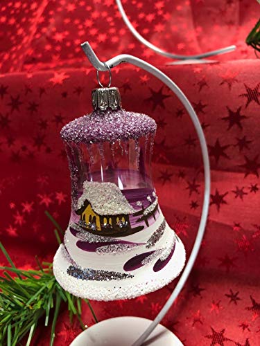 Glocke Mini Glas Christbaum Schmuck Baumbehang Weihnachtsbaum Handarbeit Lauscha, transparent - brombeer von Generisch