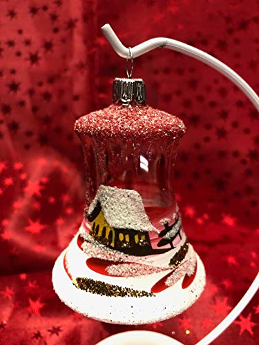 Glocke Mini Glas Christbaum Schmuck Baumbehang Weihnachtsbaum Handarbeit Lauscha, transparent - rot von Generisch