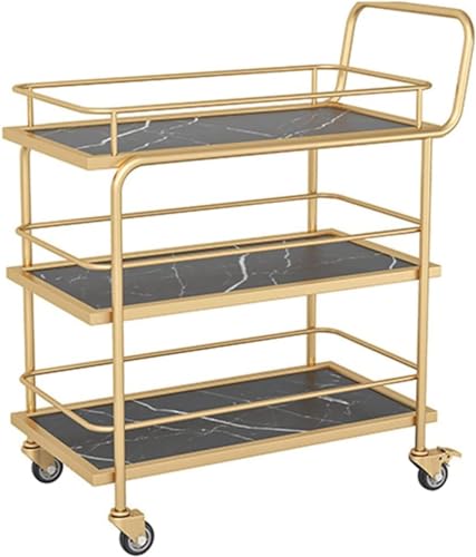 Gold Barwagen auf Rädern - Abschließbarer Servierwagen für Küche & Wohnzimmer Mehrzweck-Aufbewahrung mit stilvollem Gold-Finish Holz & Metall Design Perfekter Getränkewagen von Generisch