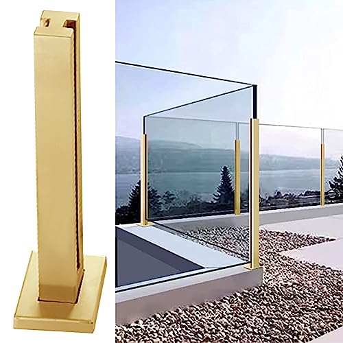 Gold Glasgeländer für Balkon & Terrasse - Edelstahl-Klemmset Innen/Außen Leitplanke Langlebiger Zaun Elegantes Design Perfekt für moderne Häuser von Generisch