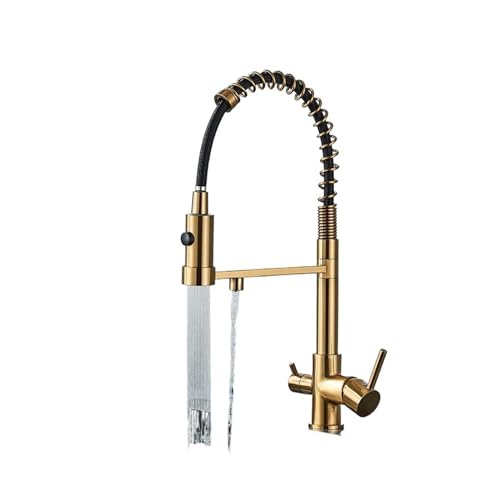 Gold Küche Wasserfilter Wasserhahn Doppelauslauf Reines Trinkwasser Mischbatterie mit Drehfunktion Stilvolles Kran-Design für saubere Wasserversorgung Gold Küche Wasserfilter Wasserhahn Doppelauslauf Reines Trinkwasser Mischbatterie mit Drehfunktion Stilvolles Kran-Design für saubere Wasserversorgung von Generisch