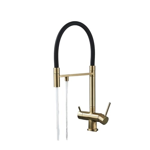 Gold Küchenarmatur Wasserfilter mit Doppelauslauf Drehbarer Wasserhahn für reines Trinkwasser Stilvolle Mischbatterie für Küchenspüle - Premium Qualität Kran Gold Küchenarmatur Wasserfilter mit Doppelauslauf Drehbarer Wasserhahn für reines Trinkwasser Stilvolle Mischbatterie für Küchenspüle - Premium Qualität Kran von Generisch