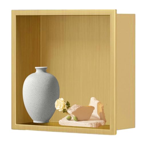 Gold Quadratische Einbaudusche - Wasserdicht Wandmontage für Shampoo & Seife Aufbewahrung, Rostfreies Einzelregal Badregal, Stilvolles Duschzubehör Gold Quadratische Einbaudusche - Wasserdicht Wandmontage für Shampoo & Seife Aufbewahrung, Rostfreies Einzelregal Badregal, Stilvolles Duschzubehör von Generisch