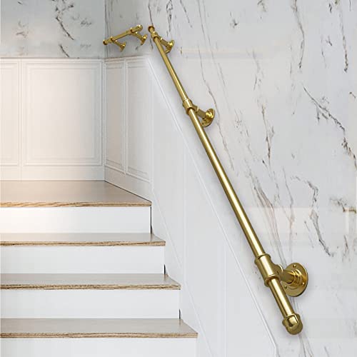 Gold Treppengeländer Set 180cm Komplett Industrie Eisen Handlauf für Innen & Außen Sicherer Halt für Treppen Erhältlich in 1m bis 6m Längen Langlebig & Stilvoll von Generisch