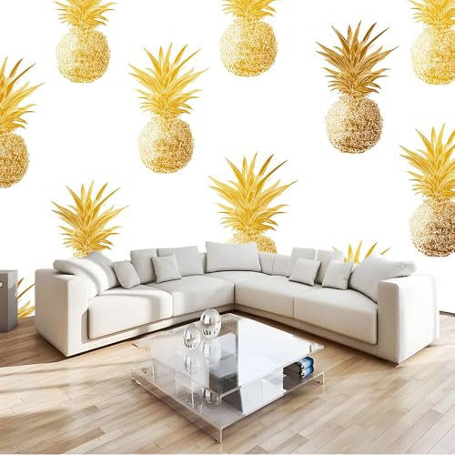 Goldene Ananas Fototapete 400 x 280 cm Vlies Motivtapeten Moderne Wandtapete Wohnzimmer Schlafzimmer Study Wohnzimmer Restaurant Cafe Wand Dekoration, Goldene Ananas Fototapete 400 x 280 cm Vlies Motivtapeten Moderne Wandtapete Wohnzimmer Schlafzimmer Study Wohnzimmer Restaurant Cafe Wand Dekoration, von Generisch