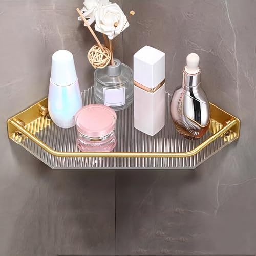 Goldene Eck-Duschablage – Wasserdichtes Badezimmerregal für kleine Räume, vielseitiger 1-lagiger Organizer für Waschtisch & Küche, stilvolle und platzsparende Aufbewahrungslösung von Generisch