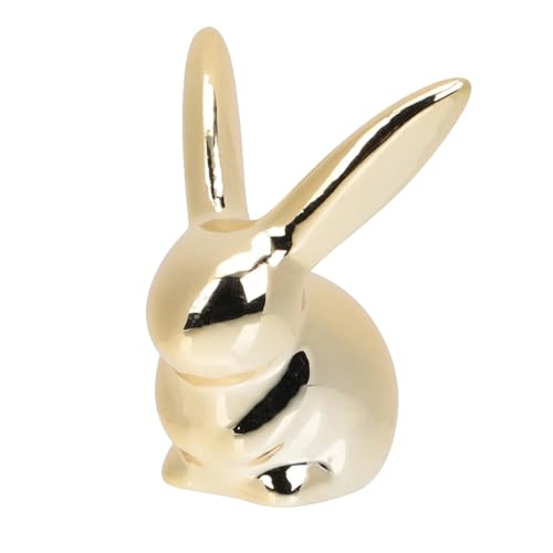 Goldene Keramik Hase Mini Figur Eleganter Osterhase Tischschmuck Glänzende Osterdekoration aus Keramik Kleine Bunny Figur für Frühling & Zuhause Mini Dekofigur für Tisch Regal & Geschenk von Generisch