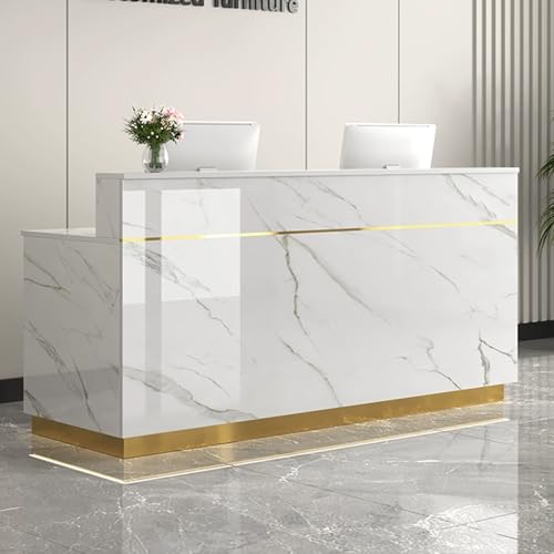 Goldener Empfangstisch mit abschließbaren Schubladen, platzsparende Fronttheke für Büro und Einzelhandel, Stehtisch, 80 x 50 x 100 cm, stilvolle Empfangsmöbel Goldener Empfangstisch mit abschließbaren Schubladen, platzsparende Fronttheke für Büro und Einzelhandel, Stehtisch, 80 x 50 x 100 cm, stilvolle Empfangsmöbel von Generisch