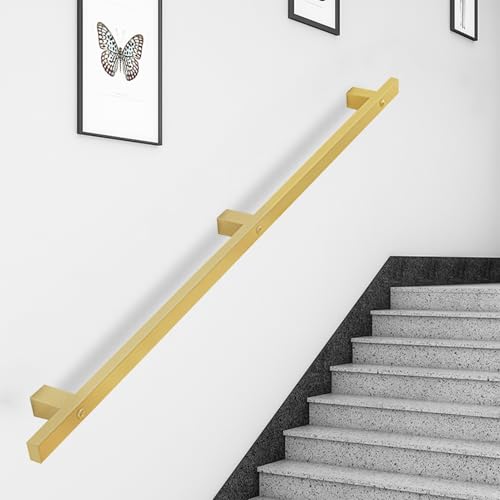Goldener Schmiedeeiserner Haltegriff zur Wandmontage für drinnen und draußen, 5,5 m Treppengeländer, Sicherheitsgriff für Villa, Dachboden, Korridor – Geländerstütze Goldener Schmiedeeiserner Haltegriff zur Wandmontage für drinnen und draußen, 5,5 m Treppengeländer, Sicherheitsgriff für Villa, Dachboden, Korridor – Geländerstütze von Generisch