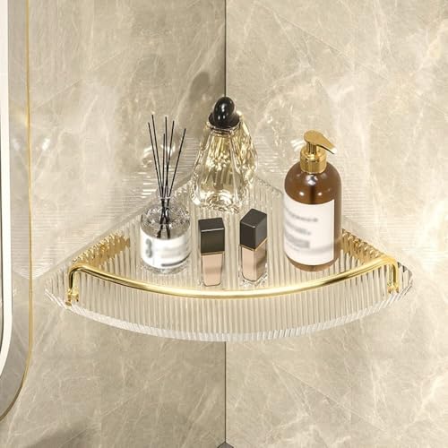Goldenes Badezimmer-Eck-Duschregal – Wandmontage, schwimmendes Aufbewahrungsregal für Kosmetik- und Gewürzflaschen (Gold B) von Generisch