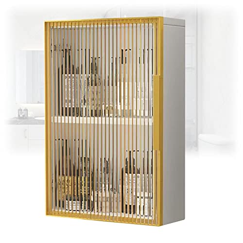 Goldfarbener Badezimmerschrank zur Wandmontage, Medizinaufbewahrung aus Holz mit Glastüren, Metall-Duschnizer über der Toilette für Waschküche und Wohnzimmer, 35 x 14 x 60 cm Goldfarbener Badezimmerschrank zur Wandmontage, Medizinaufbewahrung aus Holz mit Glastüren, Metall-Duschnizer über der Toilette für Waschküche und Wohnzimmer, 35 x 14 x 60 cm von Generisch