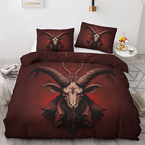 Gotisch Bettwäsche 135x200 2 teilig - Baphomet Bettbezug, Sommer Bettwäsche-Sets, Weich & Bügelfrei Mikrofaser Wendebettwäsche und 1 Kissenbezug 80x80 mit Reißverschlus &-2L191 von Generisch