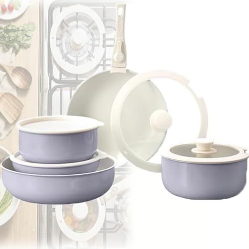 Gourmetific Cookware Set, Gourmetific-5/11/15 Piece Gourmetifics Cookware Detachable Handle Set, Nonstick Maifan Cookwares Sets (15-piece set-Purple) von Generisch