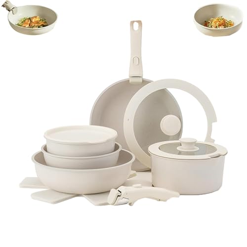 Gourmetific Cookware Set, Gourmetific Cookware Set Removable Handle, 5/11/15 Piece Cookwares Sets, Easily Clean, For Kitchen (11Pcs) von Generisch