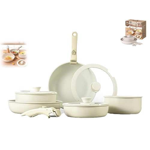 Gourmetific Cookware Set, Gourmetific Cookware Set Stackables With Removable Handle, Nonstick Induction Cookware, Housfhold Non Stick Pot Ser, for Induction Dishwasher Oven (15PCS) von Generisch