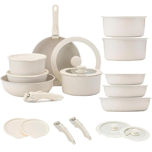 Gourmetific Cookware Set, Gourmetific Nonstick Detachable Handle Cookware, 5/15 Piece Nonstick Maifan Sets Detachable Handle, for Kitchen (15 Set) von Generisch