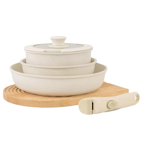 Gourmetific Cookware Set, Gourmetific Nonstick Detachable Handle Cookware, 5/15 Piece Nonstick Maifan Sets Detachable Handle, for Kitchen (5 Set) von Generisch