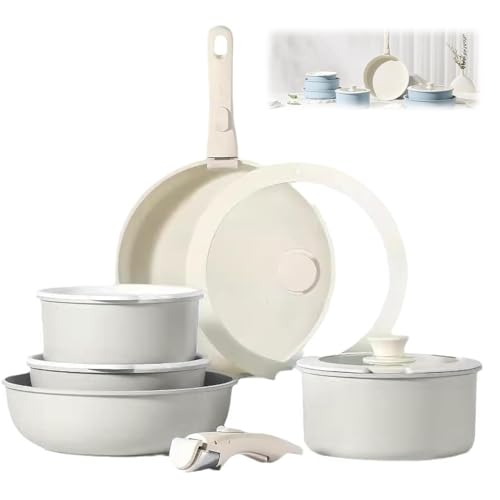 Gourmetific Cookware Set,Gourmetific Stackable Cookware Set with Removable Handle,5 or 15-Piece Nonstick Pots & Pans, Oven Safe & Dishwasher Clean, Kitchen Essentials (5pcs) von Generisch