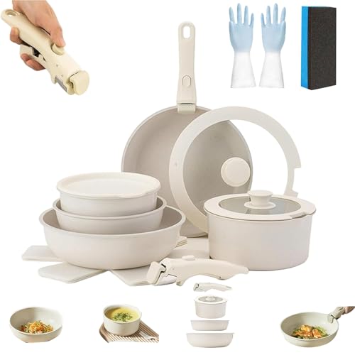 Gourmetifics Kochgeschirr-Set, Antihaft-Pfannen und Töpfe, Gourmetifics Kochgeschirr-Set, antihaftbeschichtet, Pfannen mit abnehmbaren Griffen, leicht zu reinigen, ofenfest, kompatibel mit allen Gourmetifics Kochgeschirr-Set, Antihaft-Pfannen und Töpfe, Gourmetifics Kochgeschirr-Set, antihaftbeschichtet, Pfannen mit abnehmbaren Griffen, leicht zu reinigen, ofenfest, kompatibel mit allen von Generisch