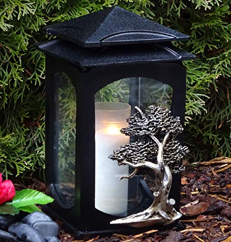 Grablampe Premium Massiv 28,0cm mit Lebensbaum incl. Grabkerze Grabschmuck Grablaterne Grablicht Grableuchte Lampe Laterne Licht Kerze Baum des Lebens von Generisch