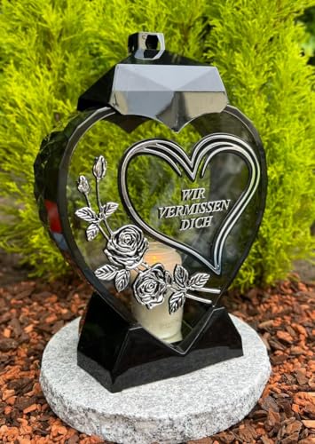 Grablampe mit Text WIR VERMIESSEN Dich Grablampe 33 cm H. Farbe Silber Grabkerze Kerze Grablicht Grabdeko Gartenlampe Laterne ohne Sockel - Kerze Gratis. Grablampe mit Text WIR VERMIESSEN Dich Grablampe 33 cm H. Farbe Silber Grabkerze Kerze Grablicht Grabdeko Gartenlampe Laterne ohne Sockel - Kerze Gratis. von Generisch