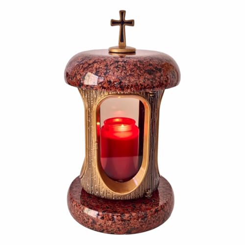 Grablaterne aus Granit (Stein). Geeignet für Urnengrab. Ohne Bronze, reduziert das Diebstahlrisiko. Farben: Schwarz, Grau, Rot. Mit oder ohne Kreuze (Rot mit Kreuz) von Generisch
