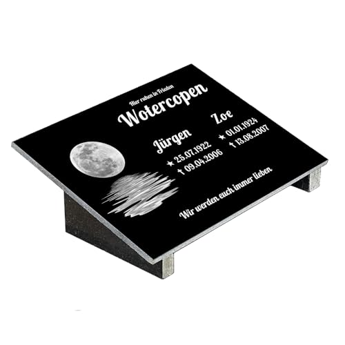 Grabplatte mit Inschrift aus Granit, personalisierbar Gedenktafel für Urnengrab, Grabstein für 1-2 Pers., Urnengrabstein N24D (30x40cm mit Stützen) von Generisch