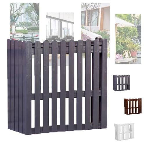 Graue Holzabdeckung für Klimaanlage und Wärmepumpe, geteilter AC-Schutz, für Außenbereich, Sichtschutz, Garten, Balkon, Zaun (105 x 46 x 95 cm) von Generisch
