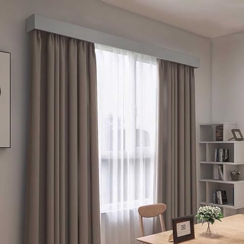 Grauer Fenstervorhang, Querbehang mit Abdeckung, 2 Gleitschienen, dekorative Gardinenstange, Set, 280 cm Grauer Fenstervorhang, Querbehang mit Abdeckung, 2 Gleitschienen, dekorative Gardinenstange, Set, 280 cm von Generisch