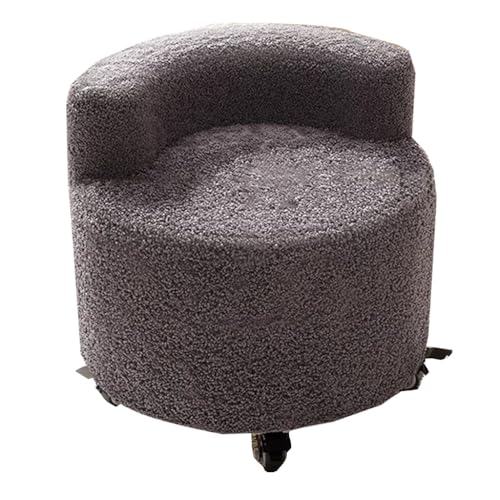 Grauer Pouf Ottomane mit Rückenlehne, gepolsterter Hocker für Couch oder Schminktisch, rollbare Fußstütze für Wohnzimmer oder Schlafzimmer, leicht zu bewegen, stilvolle Wohnmöbel von Generisch