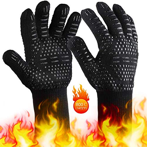 Grillhandschuhe Hitzebeständig mit 800°C, Feuerfeste Handschuhe, Backhandschuhe, Kochhandschuhe, Ofenhandschuhe, für Backen, Küche & Grillen von Generisch