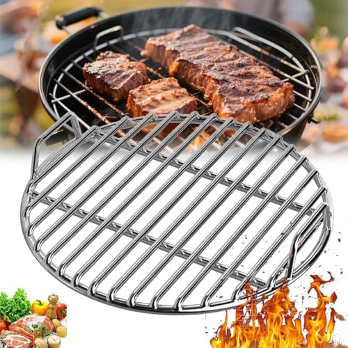 Grillrost Rund 40cm aus Edelstahl, Neue Grillgitter für Kugelgrill und Holzkohlegrill, Stabiler Gitterrost als Ersatz, Universelles Grillzubehör auch für Fisch, Sehr Langlebig und Leicht von Generisch