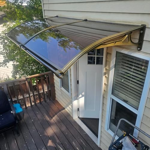 Groß Outdoor Terrassenüberdachung Markise - UV Schutz & Regen- / Schneeschild Transparent Braun unsichtbares Dach für Tür, Garage, Balkon & Fenster 80x2cm von Generisch