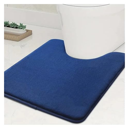 Große Badezimmermatte, U-förmiger Badezimmerteppich, saugfähig und rutschfest, WC-Vorleger, Heimdekoration (blau) von Generisch