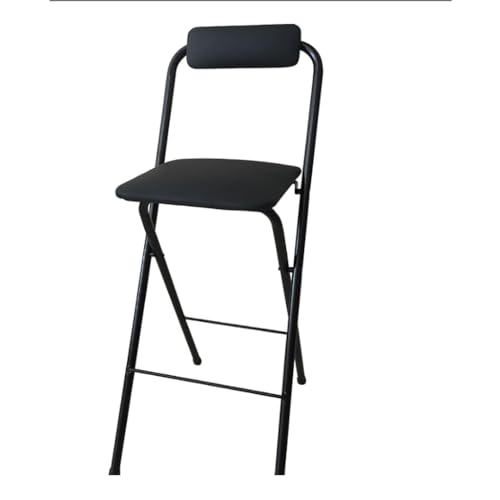Große Barhocker, Thekenhöhe, zusammenklappbare Barstühle, Metallrahmen, tragbar, faltbar, Frühstücks-Küchenstuhl, mit Rückenlehne und Fußstütze von Generisch