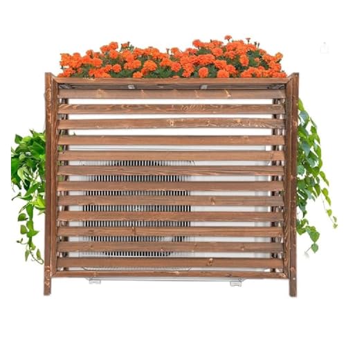 Große Massivholz-Klimaanlagenabdeckung & karbonisierter dekorativer Zaun für Außeneinheit, stilvoller Pflanzen-Blumentopf-Rahmen, wetterbeständiger Schutz im Freien Große Massivholz-Klimaanlagenabdeckung & karbonisierter dekorativer Zaun für Außeneinheit, stilvoller Pflanzen-Blumentopf-Rahmen, wetterbeständiger Schutz im Freien von Generisch