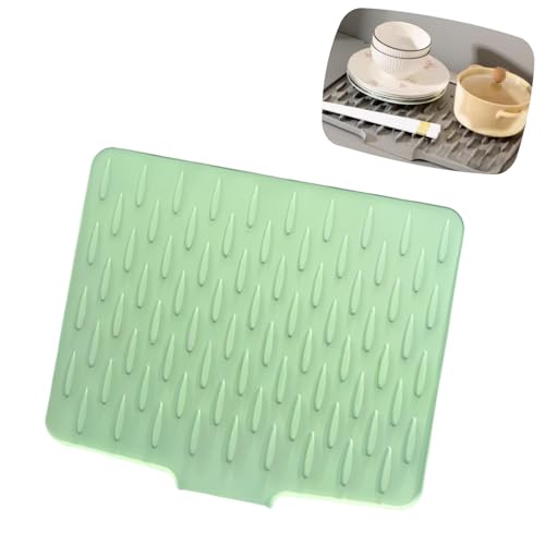Große Silikon-Spülmatte, rutschfeste und hitzebeständige Silikon-Abtropfmatte, Küchenarbeitsplatte, Küchenutensilien, Abtropfmatte, Obst, rutschfeste Küchenspüle, 40 x 30 cm (Grün - C) von Generisch