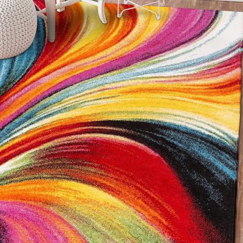 Große Teppiche, 1,6 x 2,6 m, Fuchsia, Orange, Gelb, Blau, Schwarz, abstrakt, bunt, 160 x 260 cm, waschbarer Teppich für Wohnzimmer, Schlafzimmer, Innen- und Außenbereich, Heimbüro, Dekoration Große Teppiche, 1,6 x 2,6 m, Fuchsia, Orange, Gelb, Blau, Schwarz, abstrakt, bunt, 160 x 260 cm, waschbarer Teppich für Wohnzimmer, Schlafzimmer, Innen- und Außenbereich, Heimbüro, Dekoration von Generisch