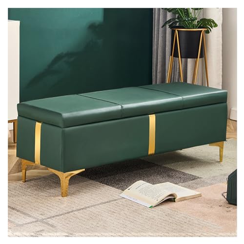 Große moderne Ottoman-Bank aus Leder mit gepolstertem Sitz, Metallbeinen und Sicherheitsscharnier – stilvolle Möbel für Eingangsbereich, Schlafzimmer und Wohnzimmer (120 x 40 x 45 cm) von Generisch