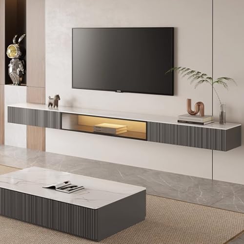 Große schwebende Medienkonsole aus Holz – Wandmontierter TV-Ständer mit mehreren Staufächern für eine individuelle Wohnzimmer-Dekoration – moderne Lösung unter dem TV-Regal von Generisch