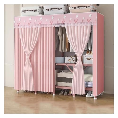 Große tragbare Kleiderstange, faltbarer Kleiderschrank mit Gaze-Vorhang, 26 mm, Stahlrohrrahmen, ideal für Schlafzimmer, platzsparendes Design Große tragbare Kleiderstange, faltbarer Kleiderschrank mit Gaze-Vorhang, 26 mm, Stahlrohrrahmen, ideal für Schlafzimmer, platzsparendes Design von Generisch