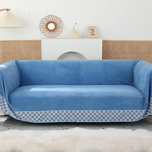 Große wasserdichte Sofa-Überwurfdecke für 1–4-Sitzer-Couch, Polyester-Möbelschutz, Haustierfreundlicher Schonbezug, 180 x 400 cm, Blau, ideal für Sofas und Sofas. von Generisch