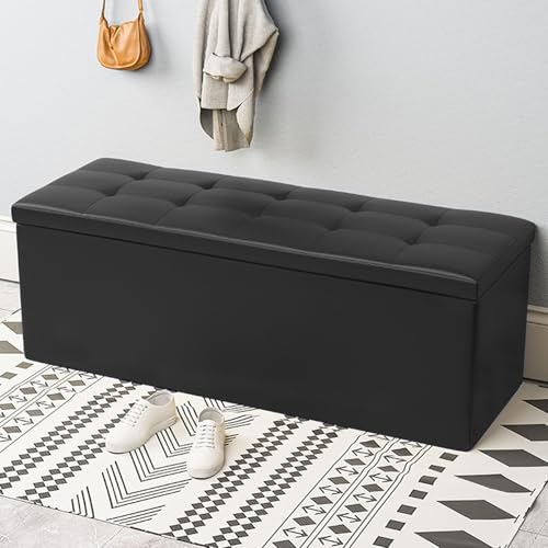 Große zusammenklappbare Sitzbank – gepolsterte Leder-Fußstütze, perfekt für Schlafzimmer, Eingangsbereich, Spielzeug-Nizer, stilvoller Bett-End-Hocker von Generisch