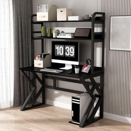 Großer Computertisch mit Ablagen – Home-Office-Schreibtisch mit Bücherregal für PC und Laptop – Holzschreibtisch für Organisation und Gaming Großer Computertisch mit Ablagen – Home-Office-Schreibtisch mit Bücherregal für PC und Laptop – Holzschreibtisch für Organisation und Gaming von Generisch
