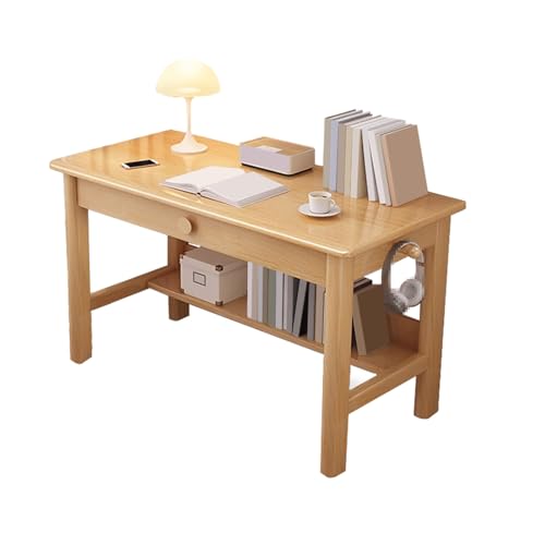 Großer Computertisch mit Schublade, geräumiger Schreibtisch (80 x 40 x 75 cm), vielseitig für Heimbüro, Gaming und Studium, stilvolles beigefarbenes Finish, hohe Speicherkapazität von Generisch