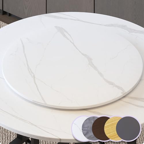 Großer Drehbare Servierplatte Holz Drehteller mit Silent Base, Runder Lazy Susan Drehplatte 70 80 100cm Tischplatte Esstisch Drehscheibe, 360º Drehbar(White,110cm/43in) von Generisch