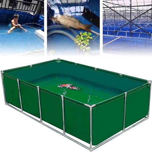 Großer Fischteich aus Segeltuch für den Außenbereich, mit Ablassventil, temporärer Haltetank für Fischwasserspeicher, Pool zum Schwimmen, Grün, 100 x 300 x 100 cm, oberirdische Teichlösung von Generisch