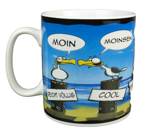 Großer Kaffeebecher - Moinsen - Becher Tasse Maritim Porzellan 500ml Möwe auf Poller Meer Moin Jumbotasse Großer Kaffeebecher - Moinsen - Becher Tasse Maritim Porzellan 500ml Möwe auf Poller Meer Moin Jumbotasse von Generisch