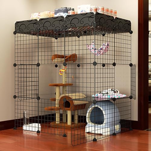Großer Katzenkäfig Innengehege, DIY Katzenspielplatz mit Leiter & Anti-Rutsch-Matte, geräumiges Design für 1-4 Katzen, Meerschweinchen & Kaninchen, perfekte Haustierheim & Aufbewahrungslösung Großer Katzenkäfig Innengehege, DIY Katzenspielplatz mit Leiter & Anti-Rutsch-Matte, geräumiges Design für 1-4 Katzen, Meerschweinchen & Kaninchen, perfekte Haustierheim & Aufbewahrungslösung von Generisch